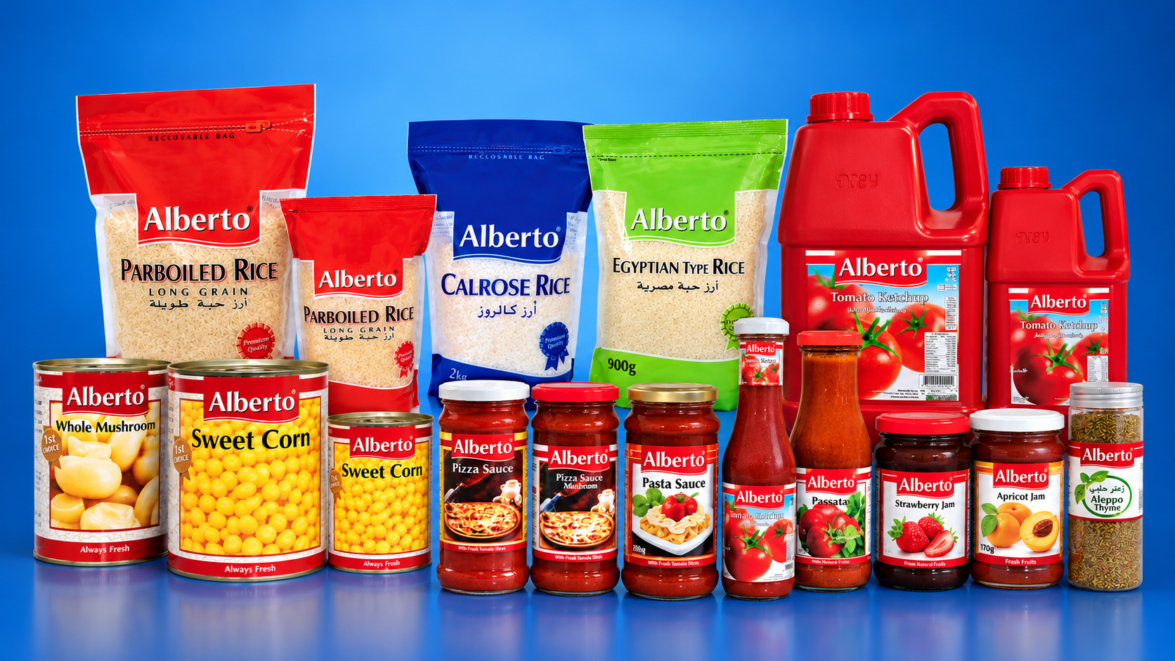 Alberto premium food products - oils, rice, tomato paste, sauces and more
