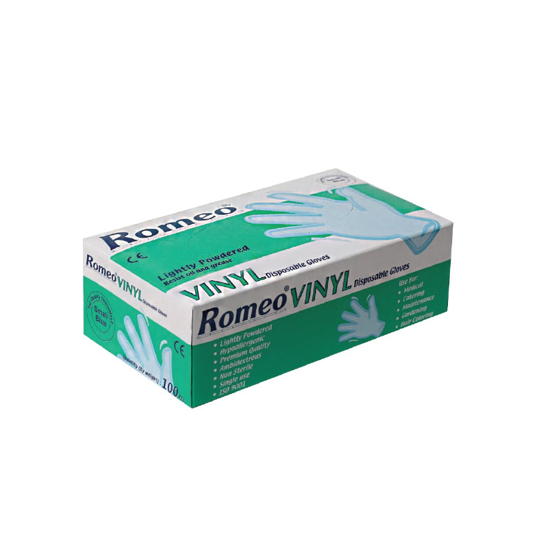 Romeo Vinyl Lightly Powdered Disposable Gloves