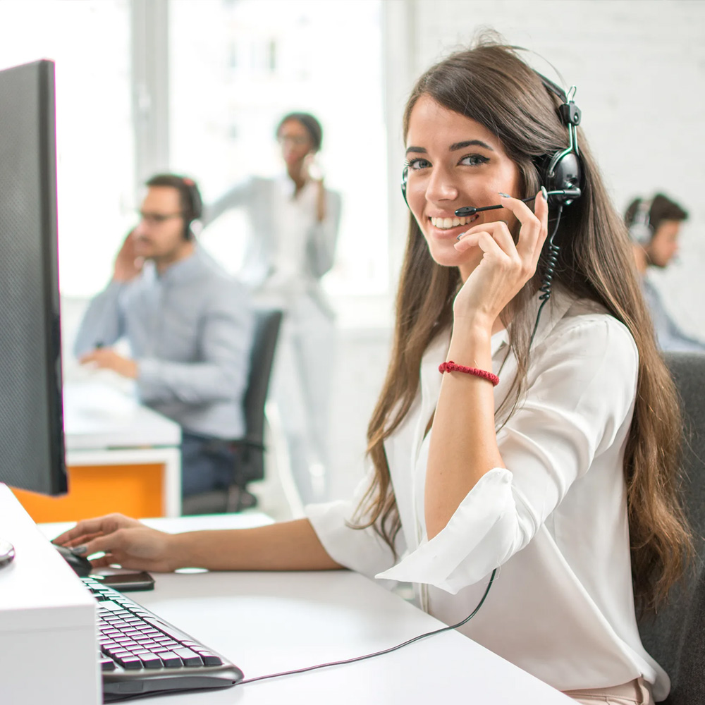 Customer service representative on a call